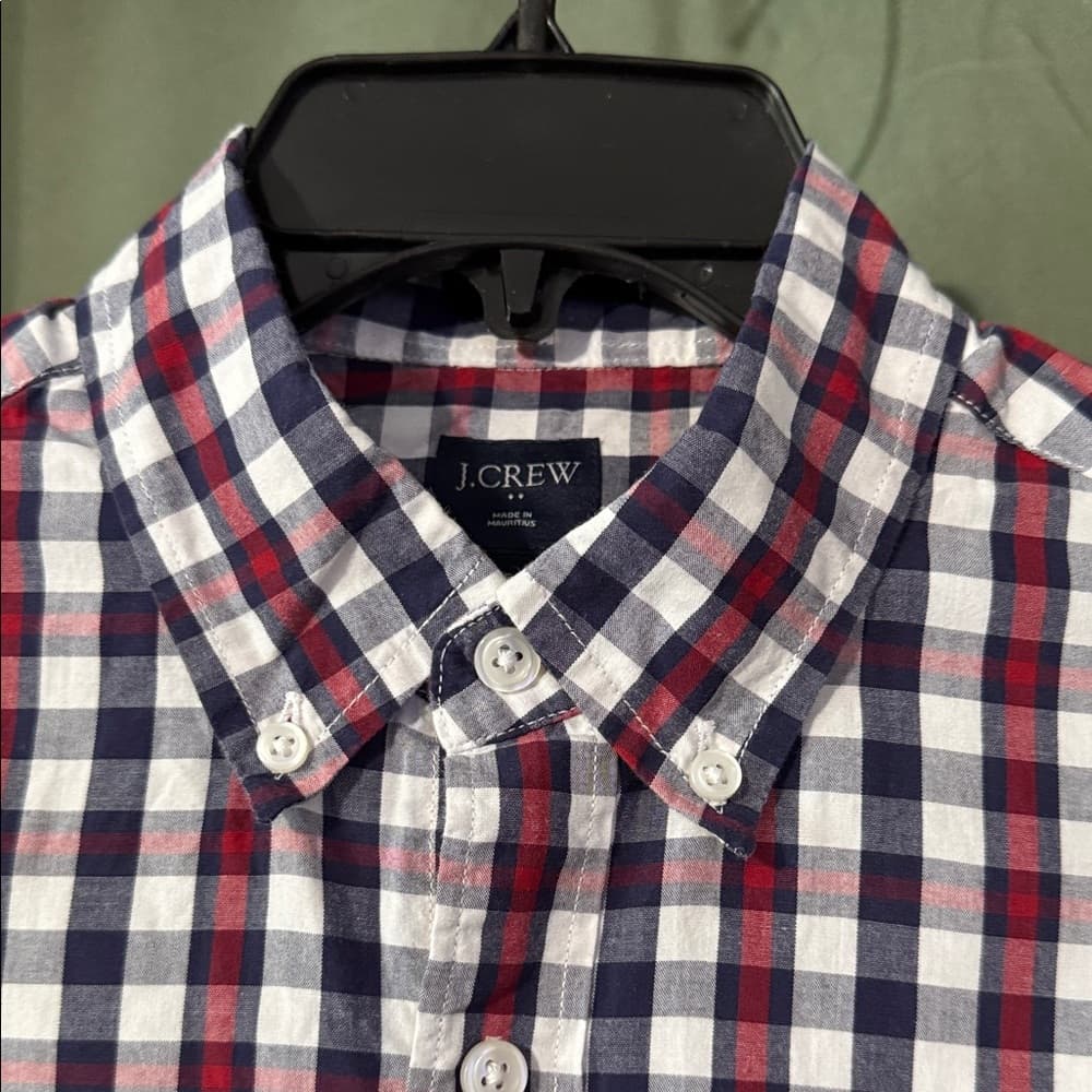 J. Crew Men's Plaid Shirt - Red, Blue, and White