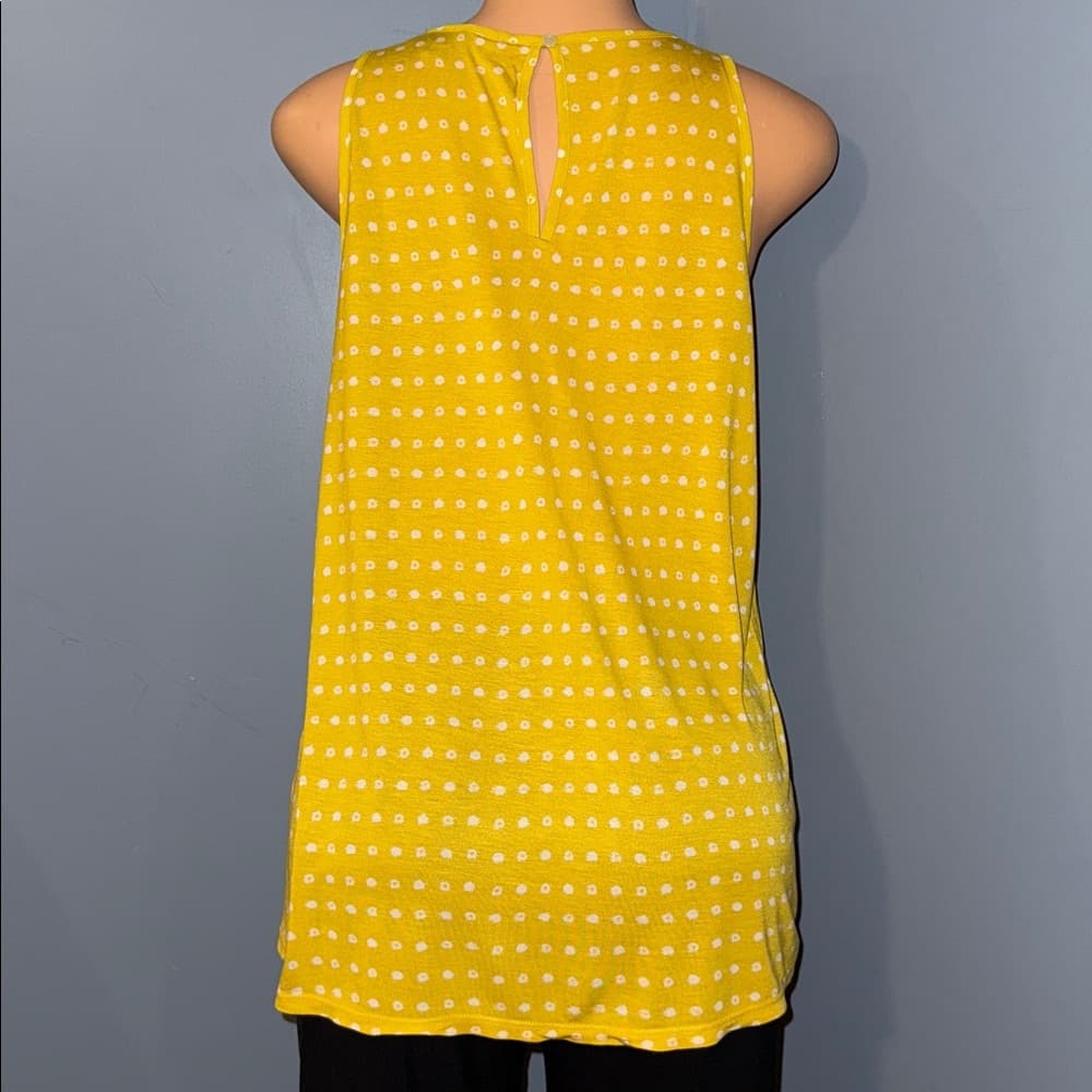 LOFT Yellow Polka Dot Tank Top - Size Medium Petite
