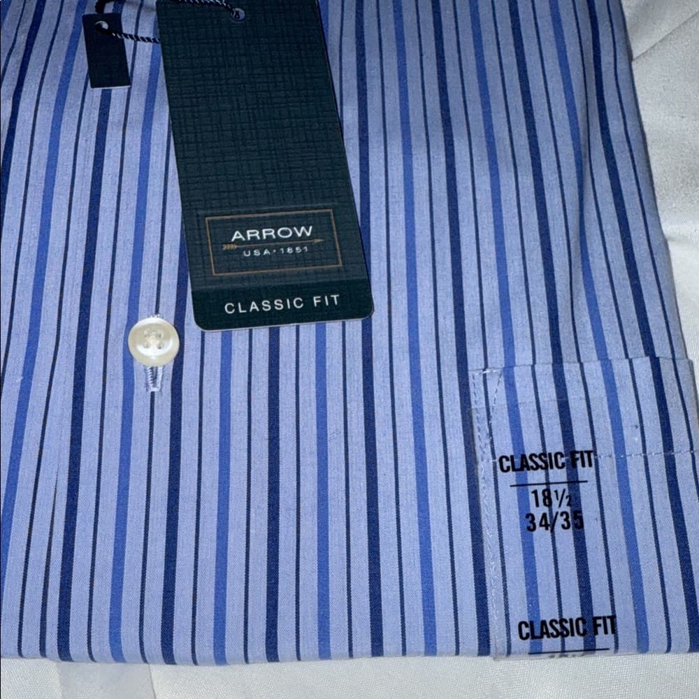 Arrow Men's Classic Fit Navy Striped Dress Shirt