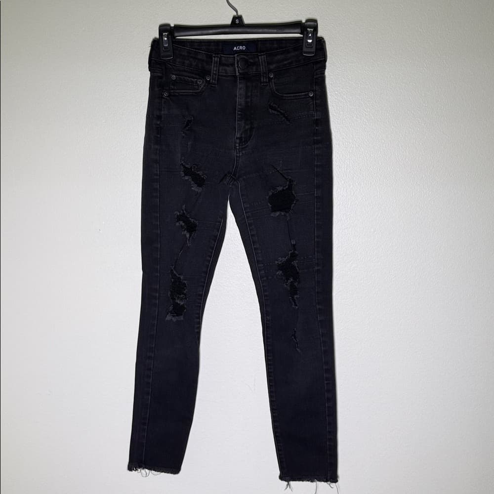 Aero black denim high-rise jeans