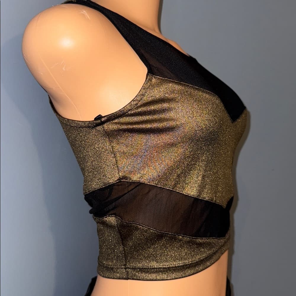 Bebe Sheer Metallic Crop Top - Size Small