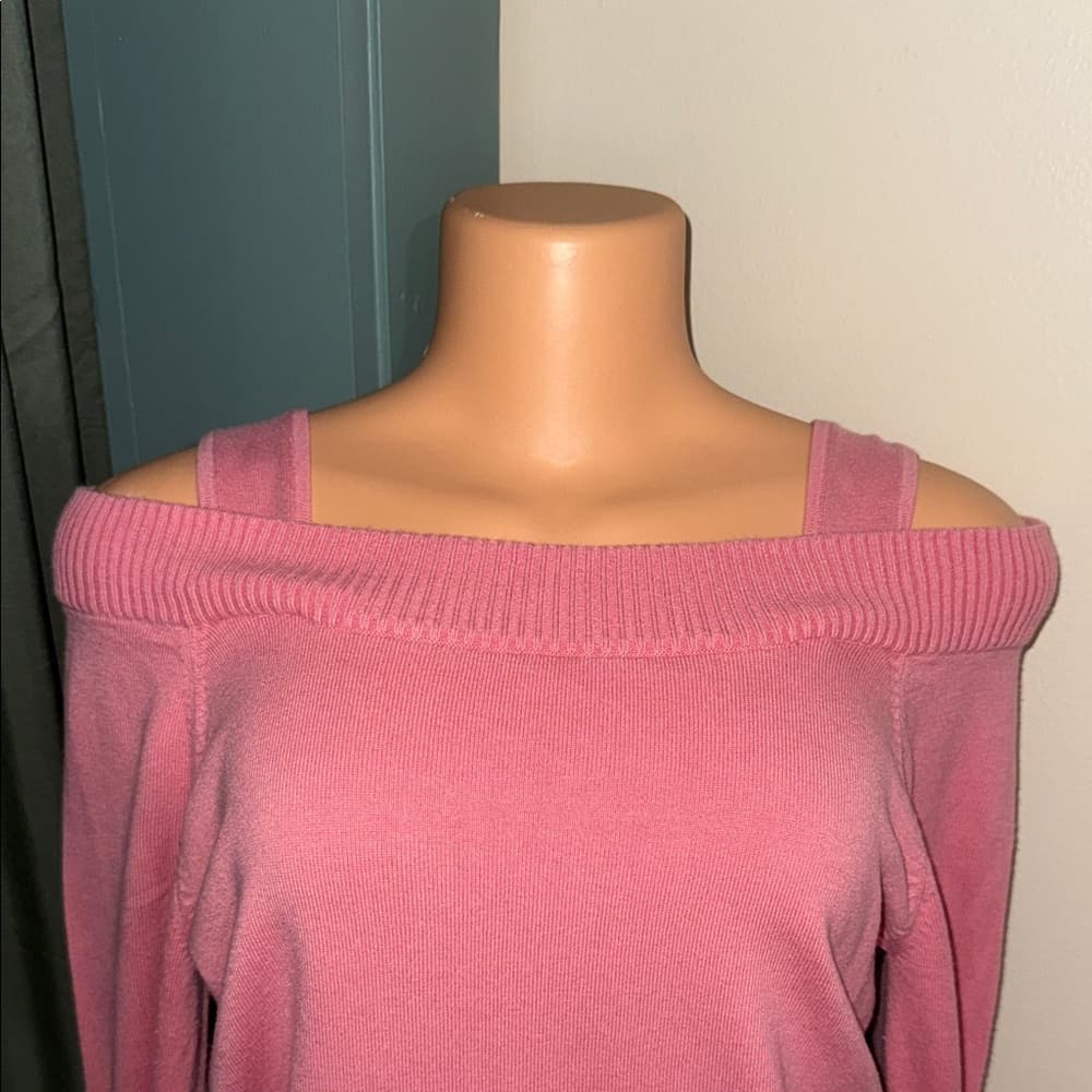 Takeout Pink Off-Shoulder Sweater