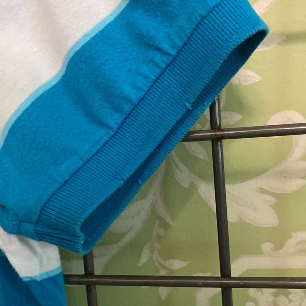 Blue & white striped polo shirt