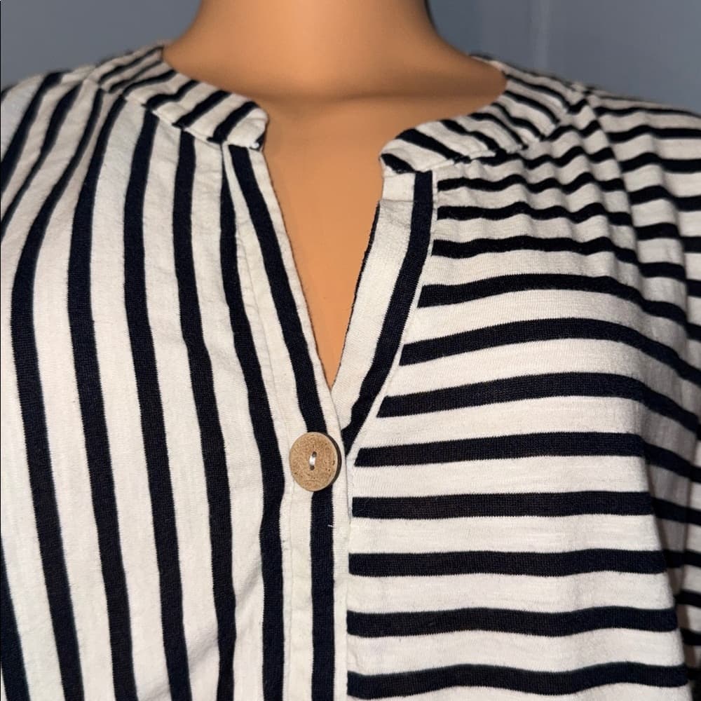 Liberty Love Striped Button-Up Blouse - Size Large