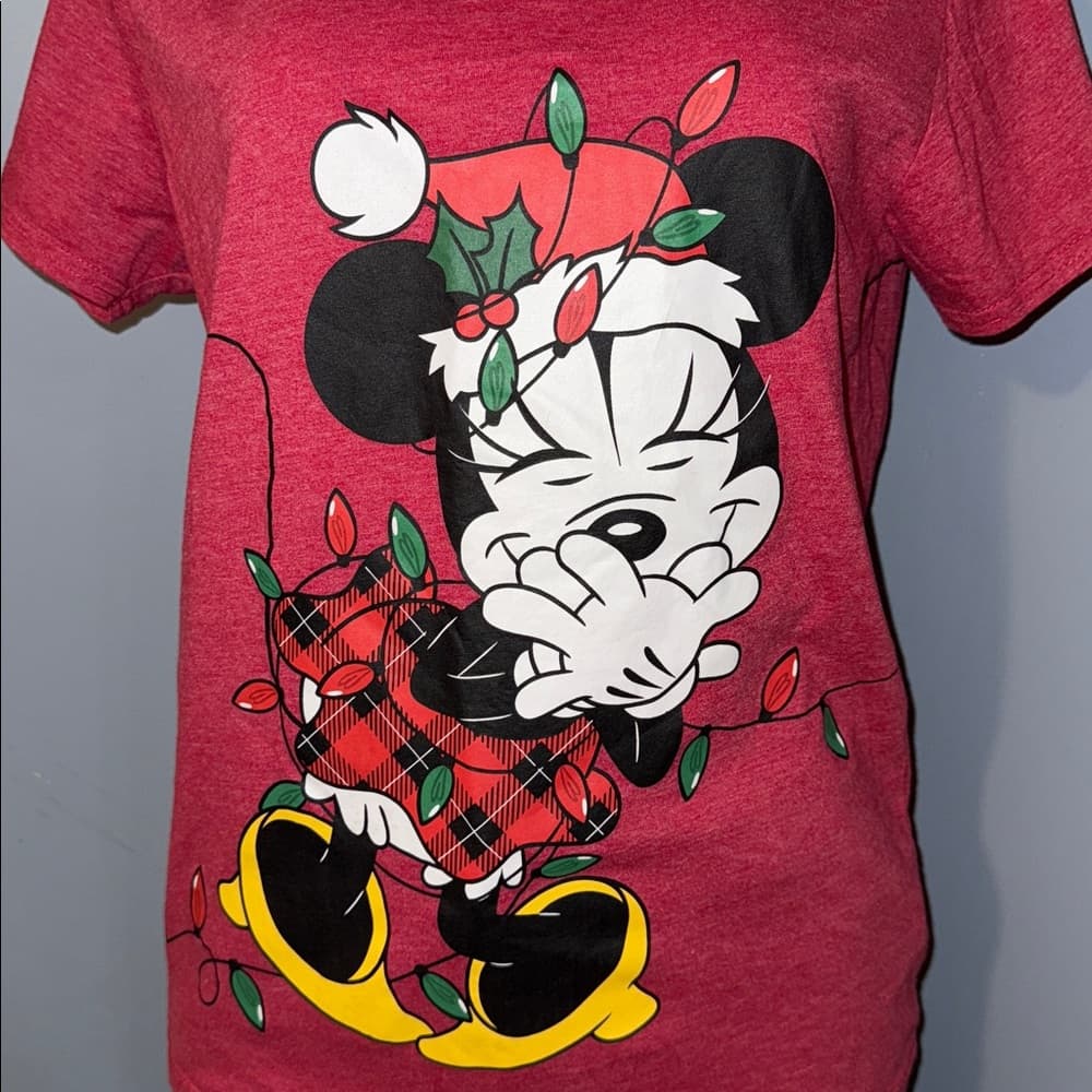 Festive Minnie Mouse Holiday T-Shirt, Size Large