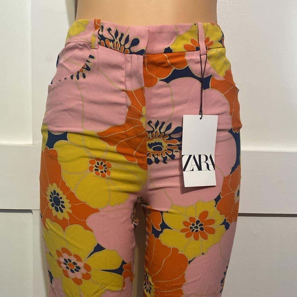 Zara floral dress pants with pockets