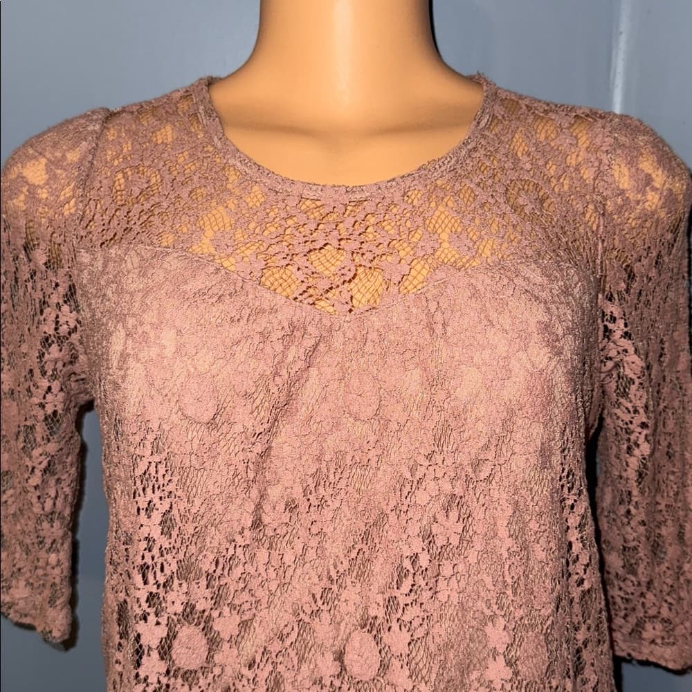 Monteau Lace Overlay Top - Size Large