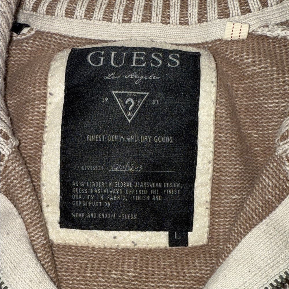 Men's Tan and Brown Full-Zip Sweater