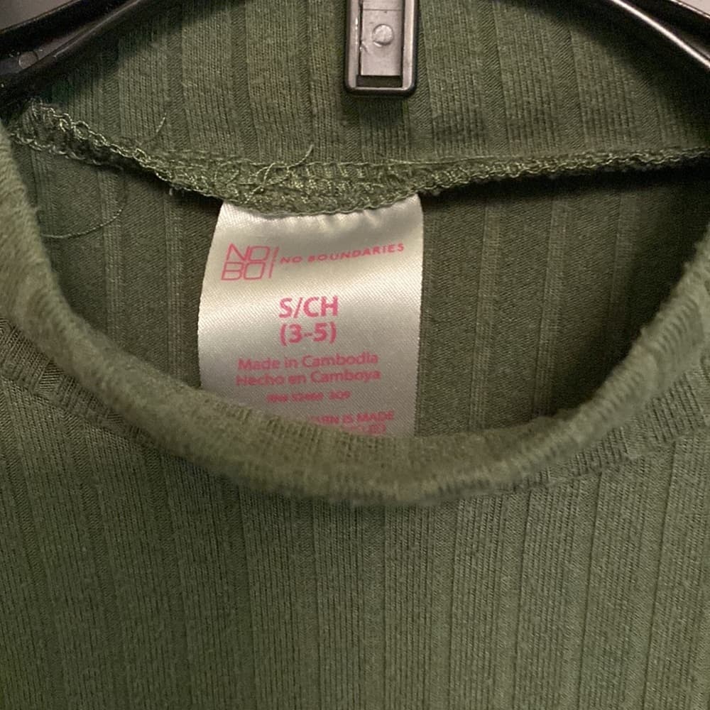 Ribbed olive green mock neck top