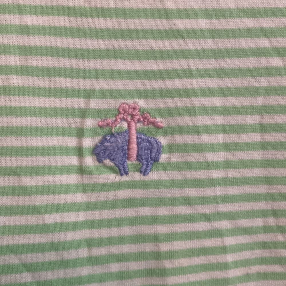 Brooks Brothers green & white striped polo shirt