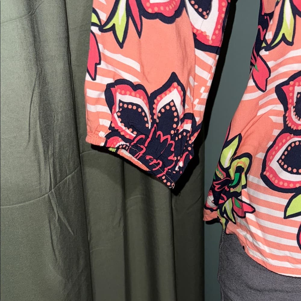 Crown & Ivy Pink and Green Floral Blouse