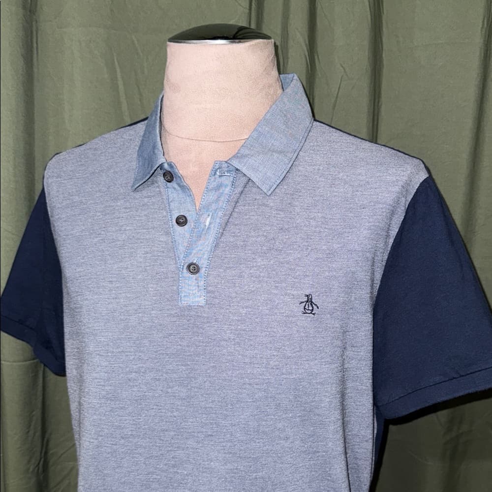 Original Penguin Polo Shirt in Light Blue and Navy