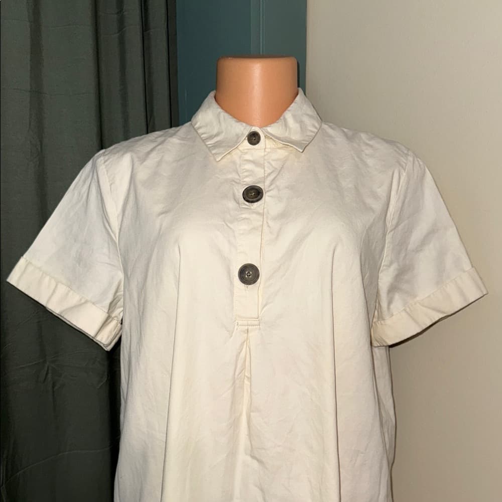 White Short Sleeve Button-Up Maternity Top