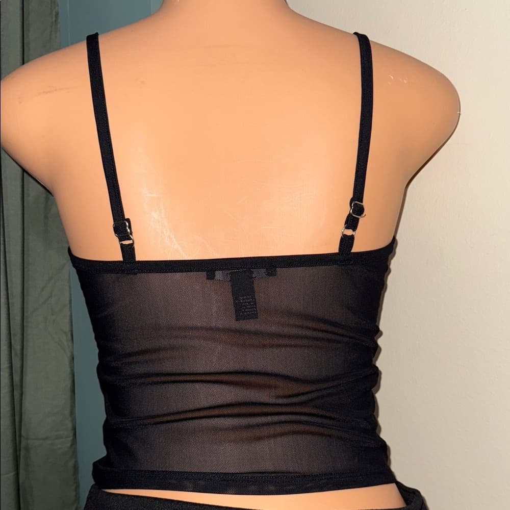 Forever 21 Black Tank Top with Silver 'Honey' Detail