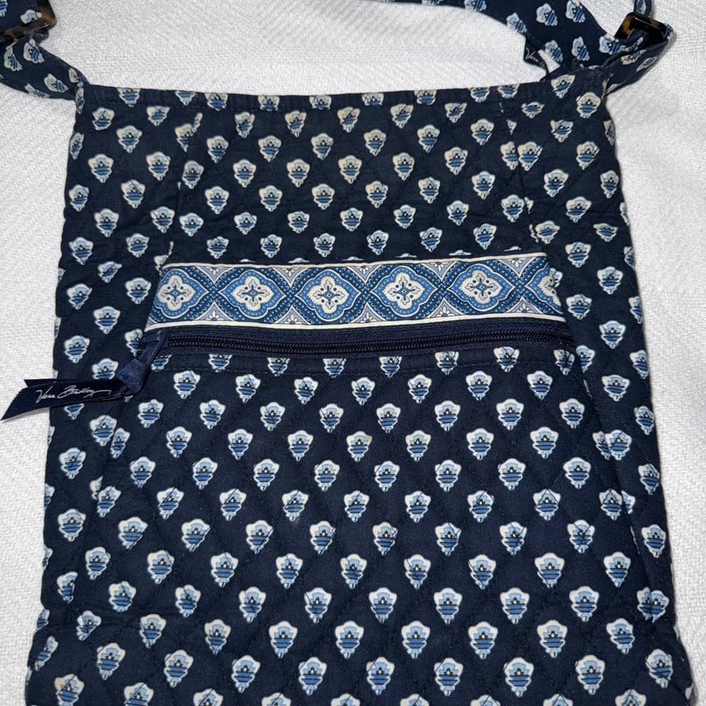 Vera Bradley Navy and White Patterned Crossbody Bag