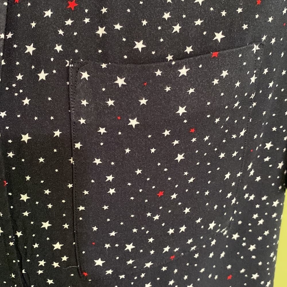 H&M short sleeve button down with red & white stars
