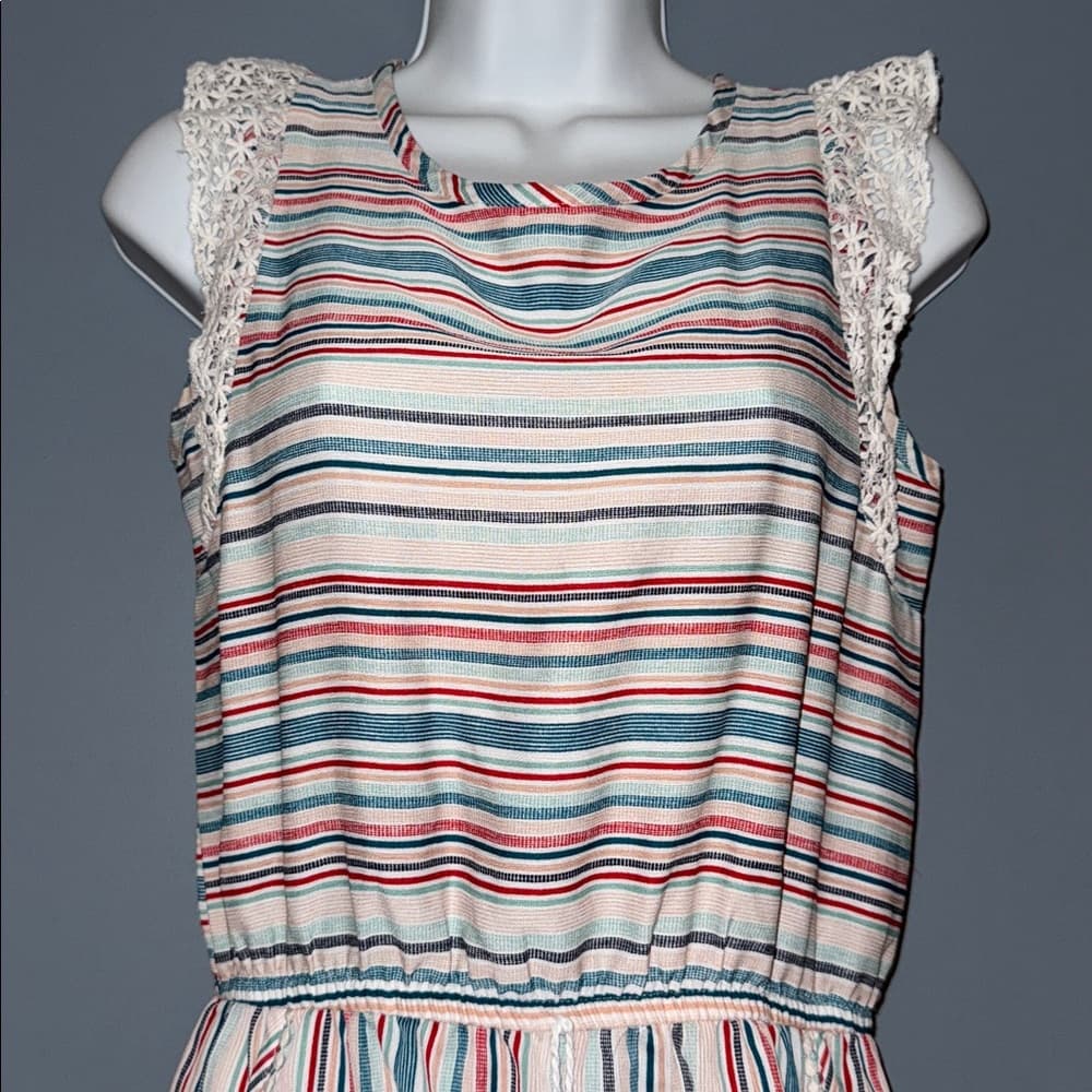 Belle Du Jour Striped Sleeveless Romper - Size Large