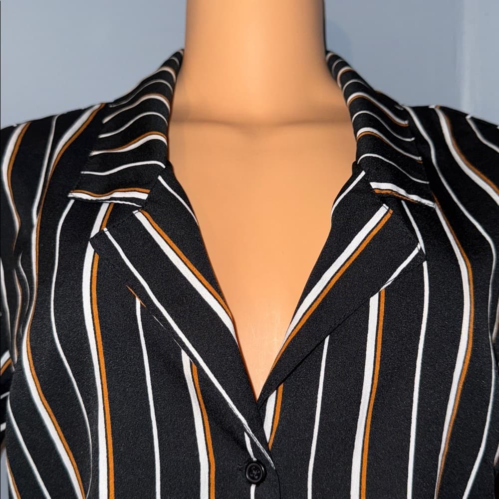 Japna Striped Button-Up Tie-Front Shirt - Size M