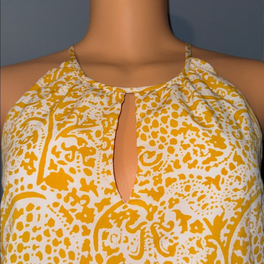 Ann Taylor Yellow Printed Halter Top - Size XXSP
