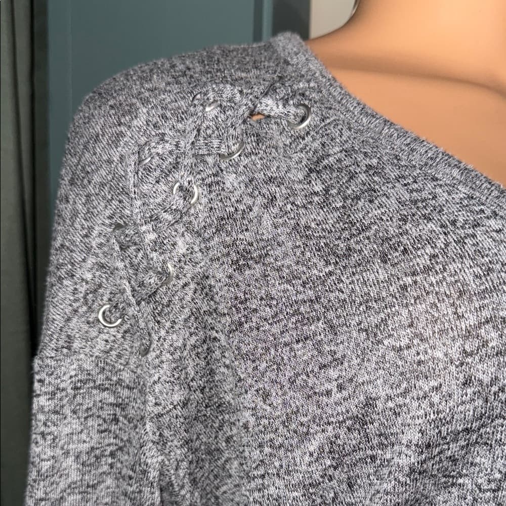 Express Heather Gray V-Neck Sweatshirt