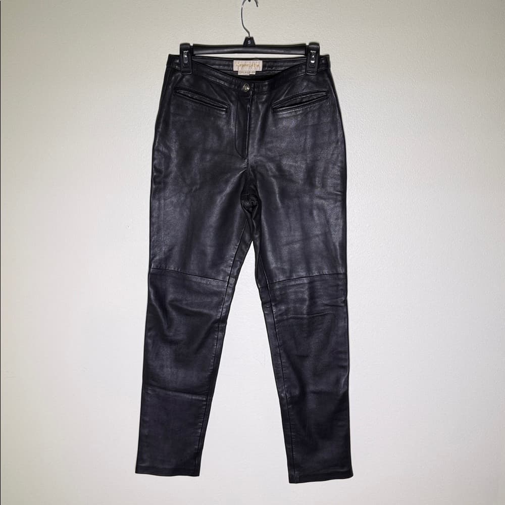 Black leather pants with double polyester lining