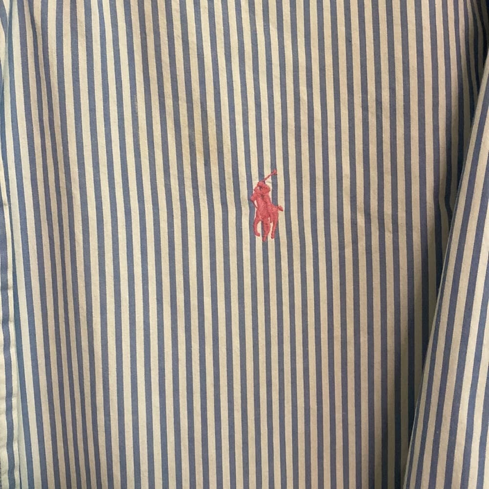 Ralph Lauren blue & white striped button down shirt