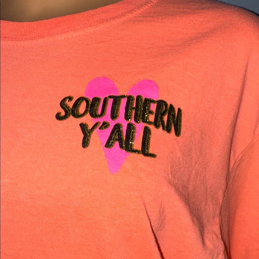 Women's Coral Southern Y’all Long Sleeve Tee - Size Medium