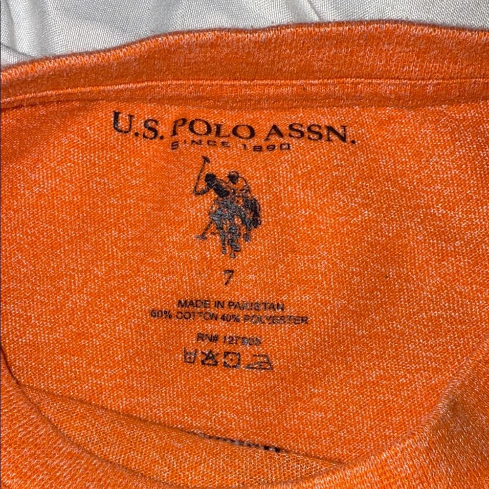 U.S. Polo Assn. Kids T-Shirt in Orange with Flag Graphic