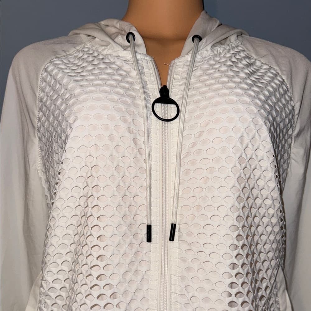 DKNY White Hooded Jacket - Size small