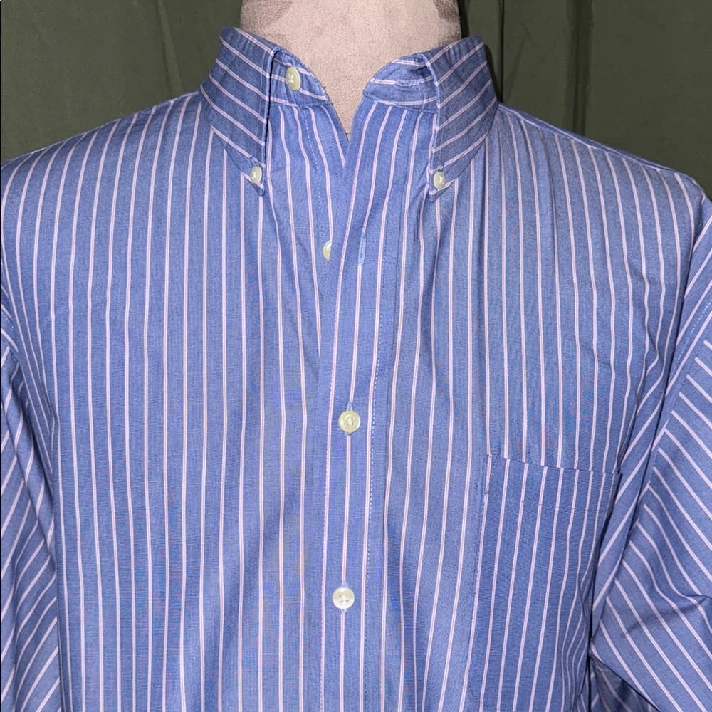 Arrow Men's Blue with Pink & White Stripes Button-Down Shirt