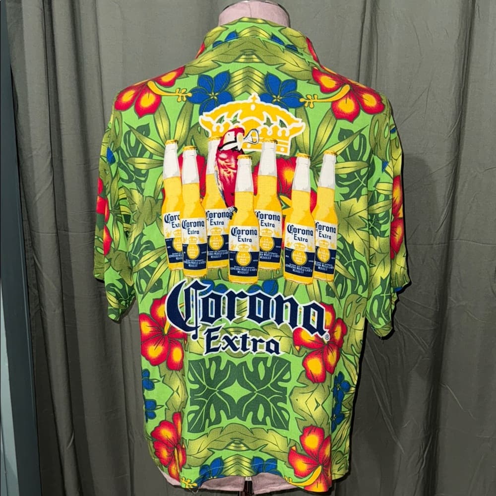 Corona Men's Vibrant Floral Shirt - Green and Yellow