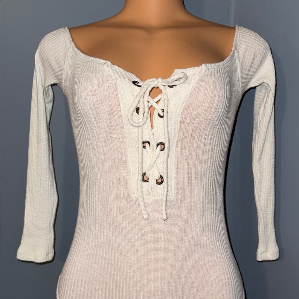 Fashion Nova Long Sleeve One-Piece Swimsuit - Size Small