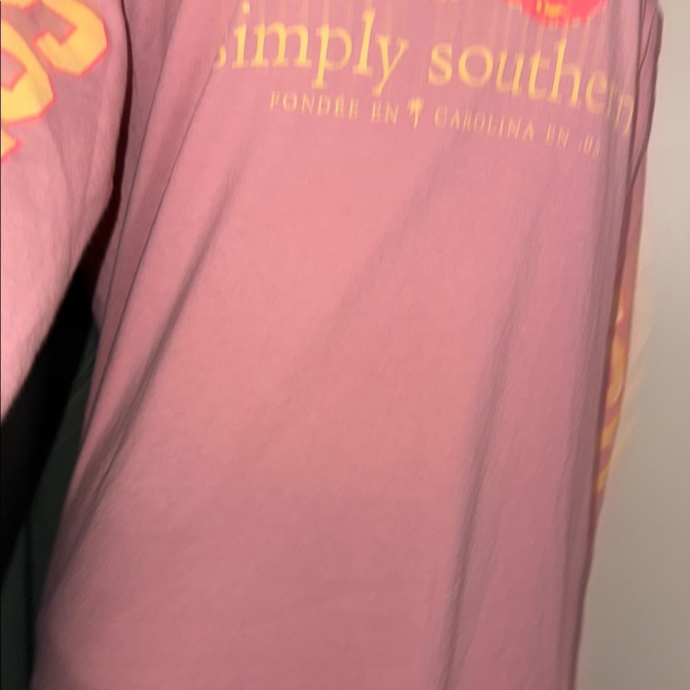 Simply Southern Peachy Long Sleeve Shirt - Pink and Yellow