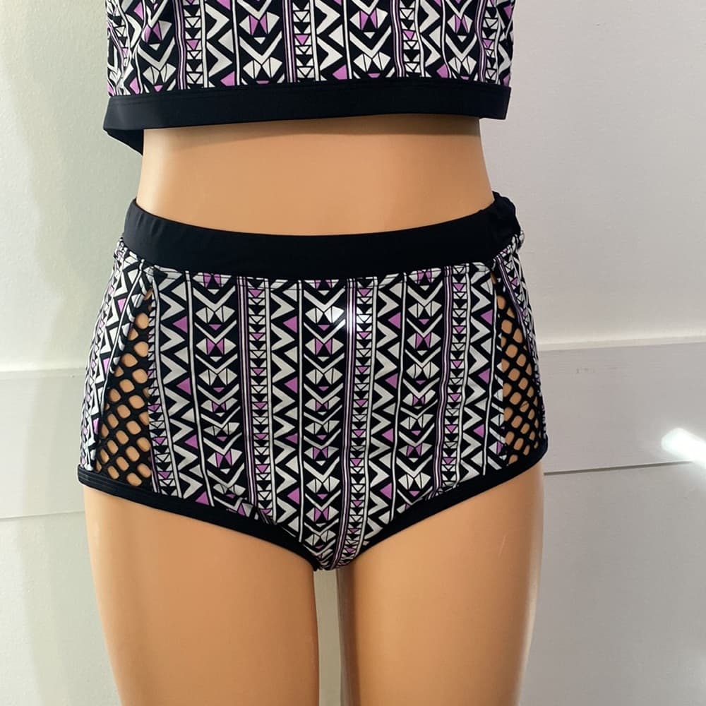 Purple and black two piece bikini