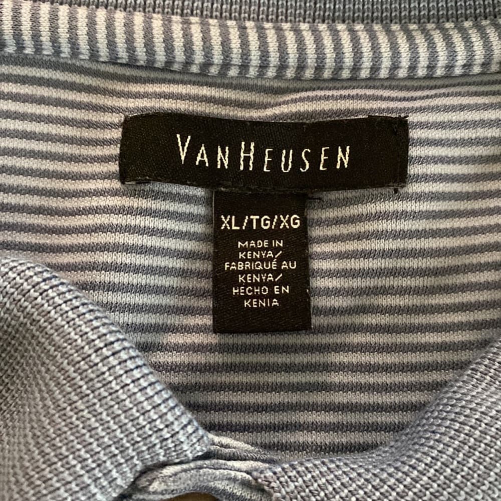 Men’s blue striped polo shirt