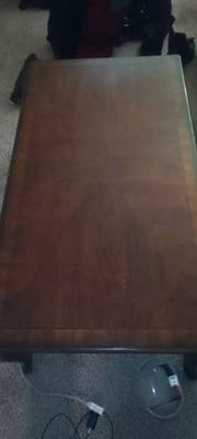 Rectangular Brown Wood Coffee Table, Solid Dark Wood Tone 40W x 30L x 30H