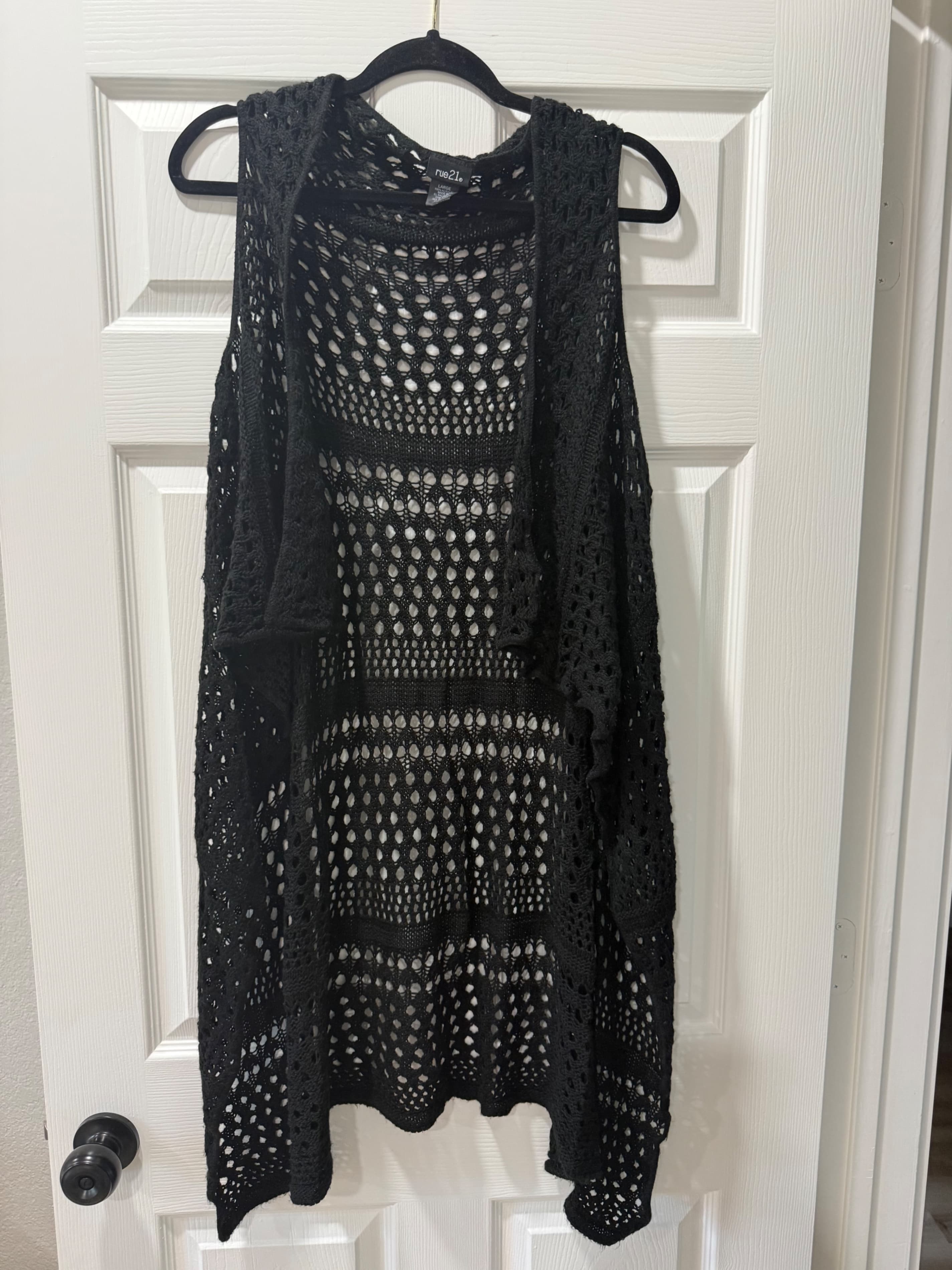 Rue21 Black Crochet Vest Large