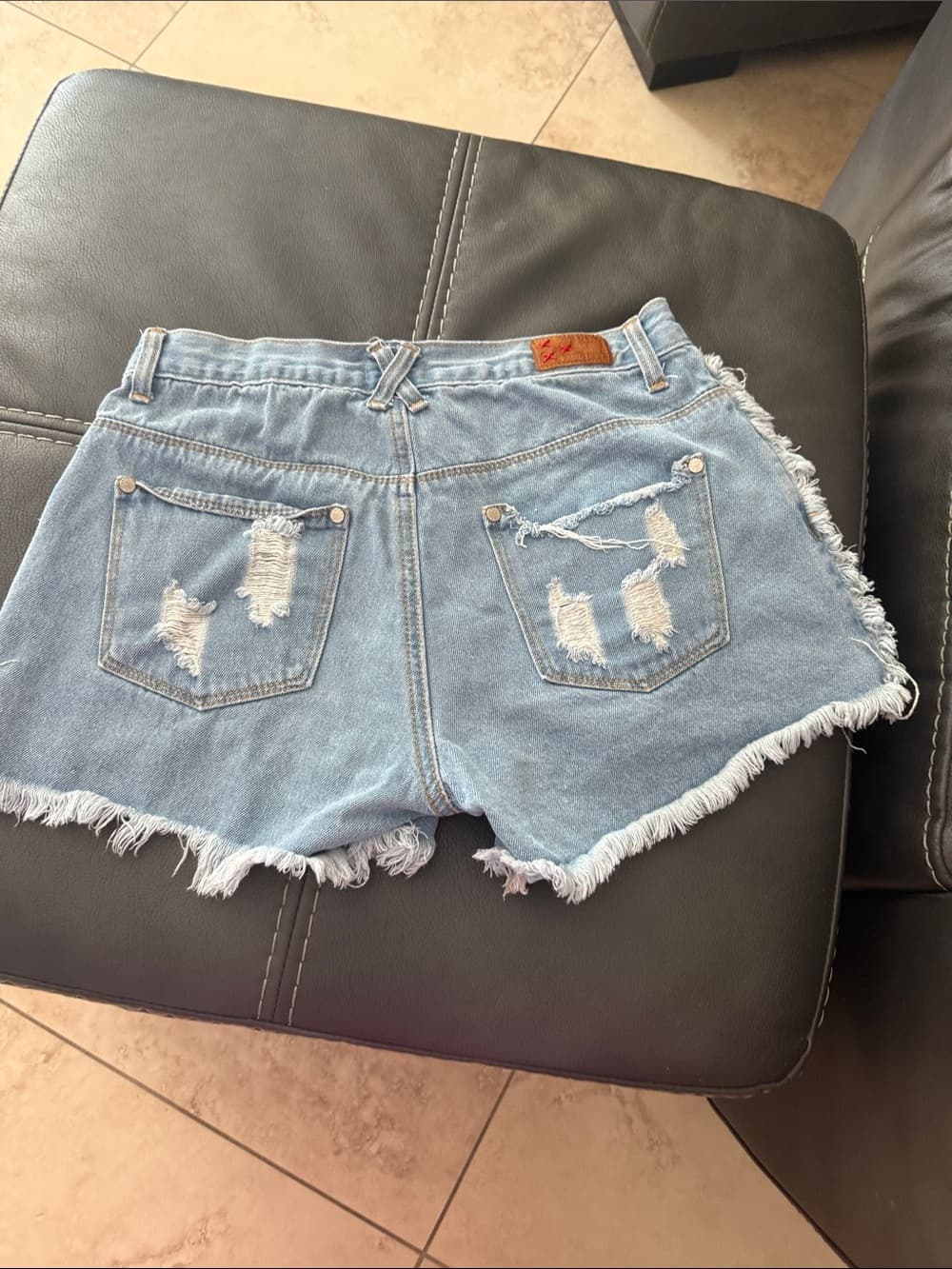 POL Light Blue Distressed Denim Cutoff Shorts