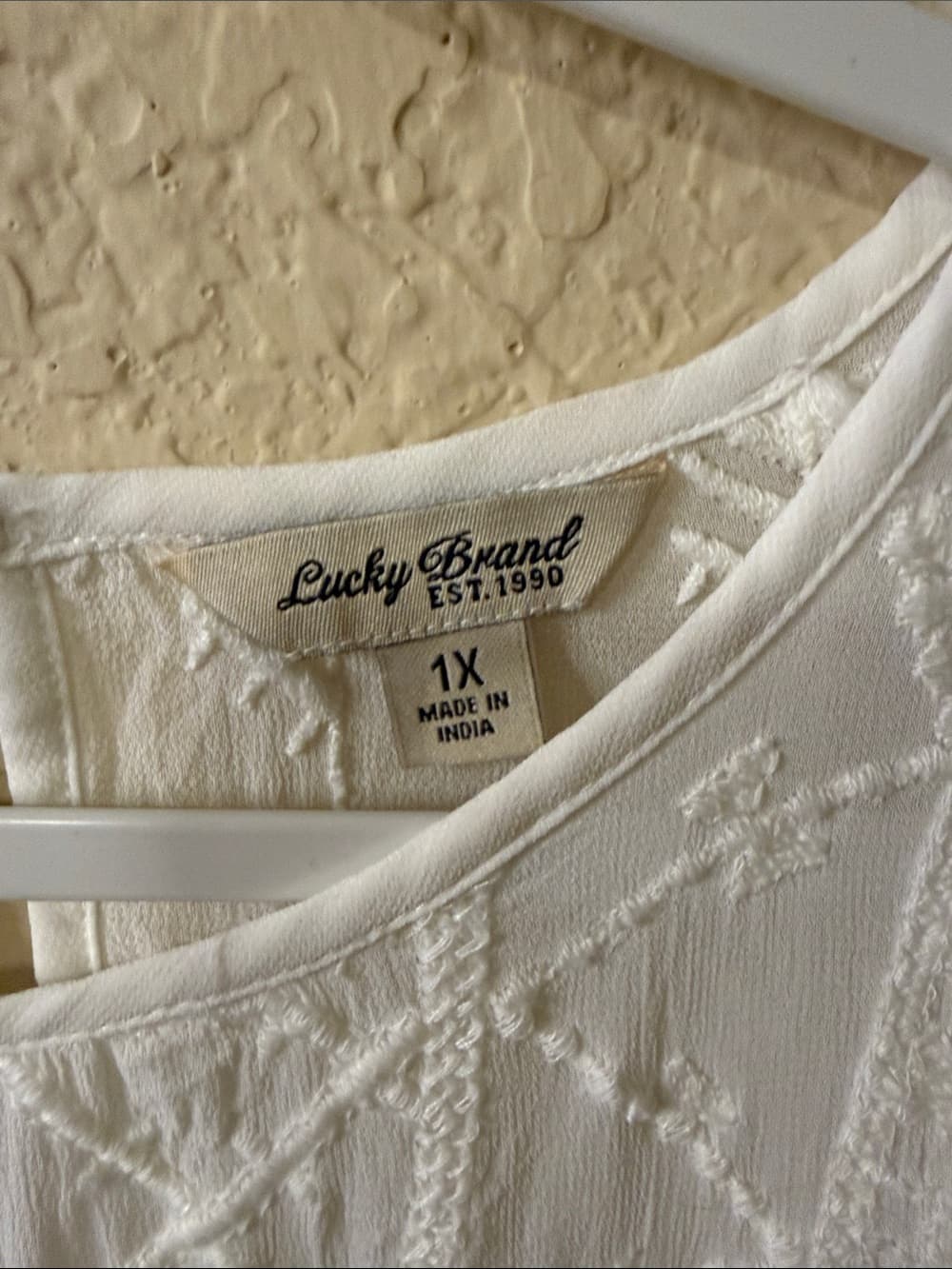Lucky Brand White Embroidered Boho Tunic plus size 1x