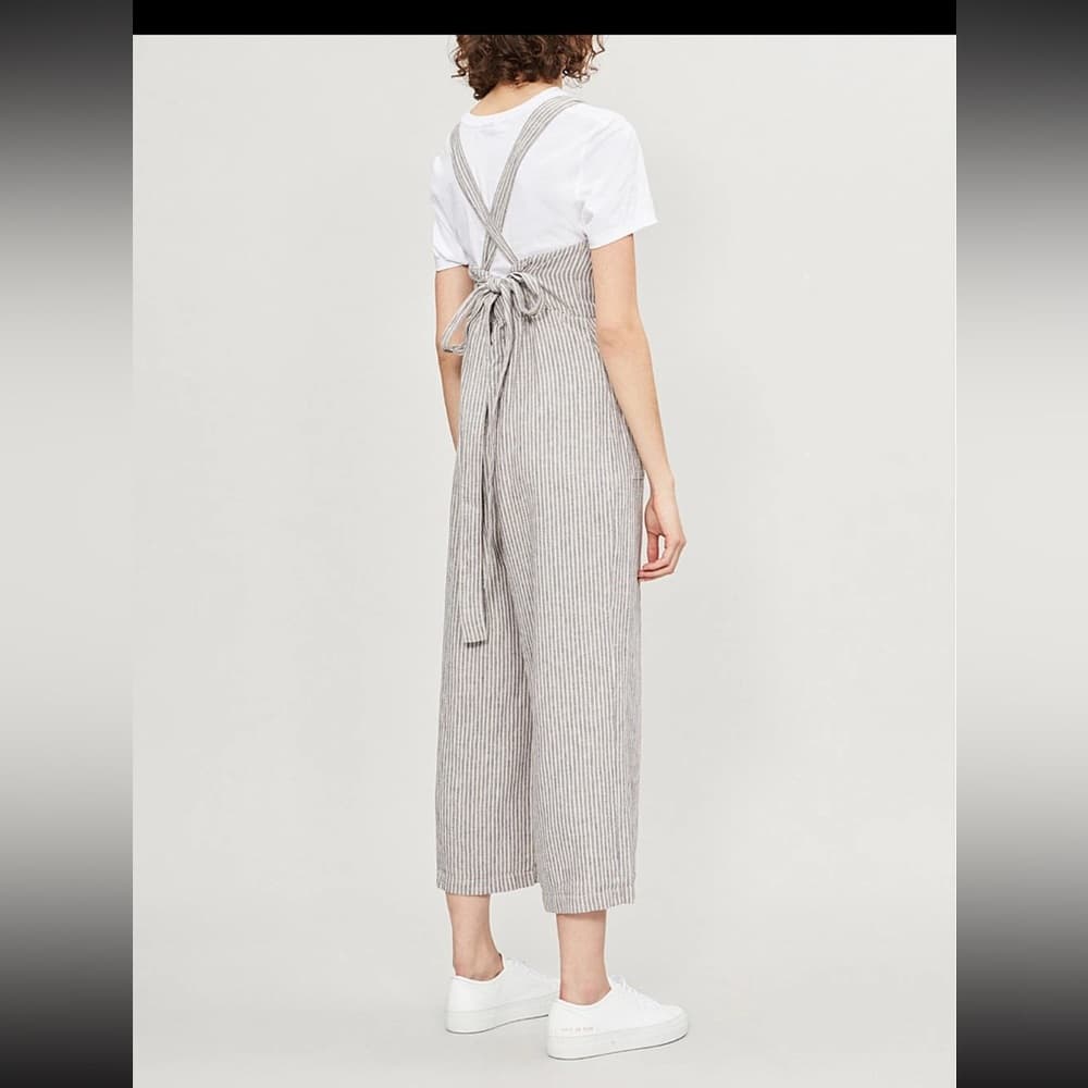 Free People Navy and White Striped Jumpsuit overalls 0