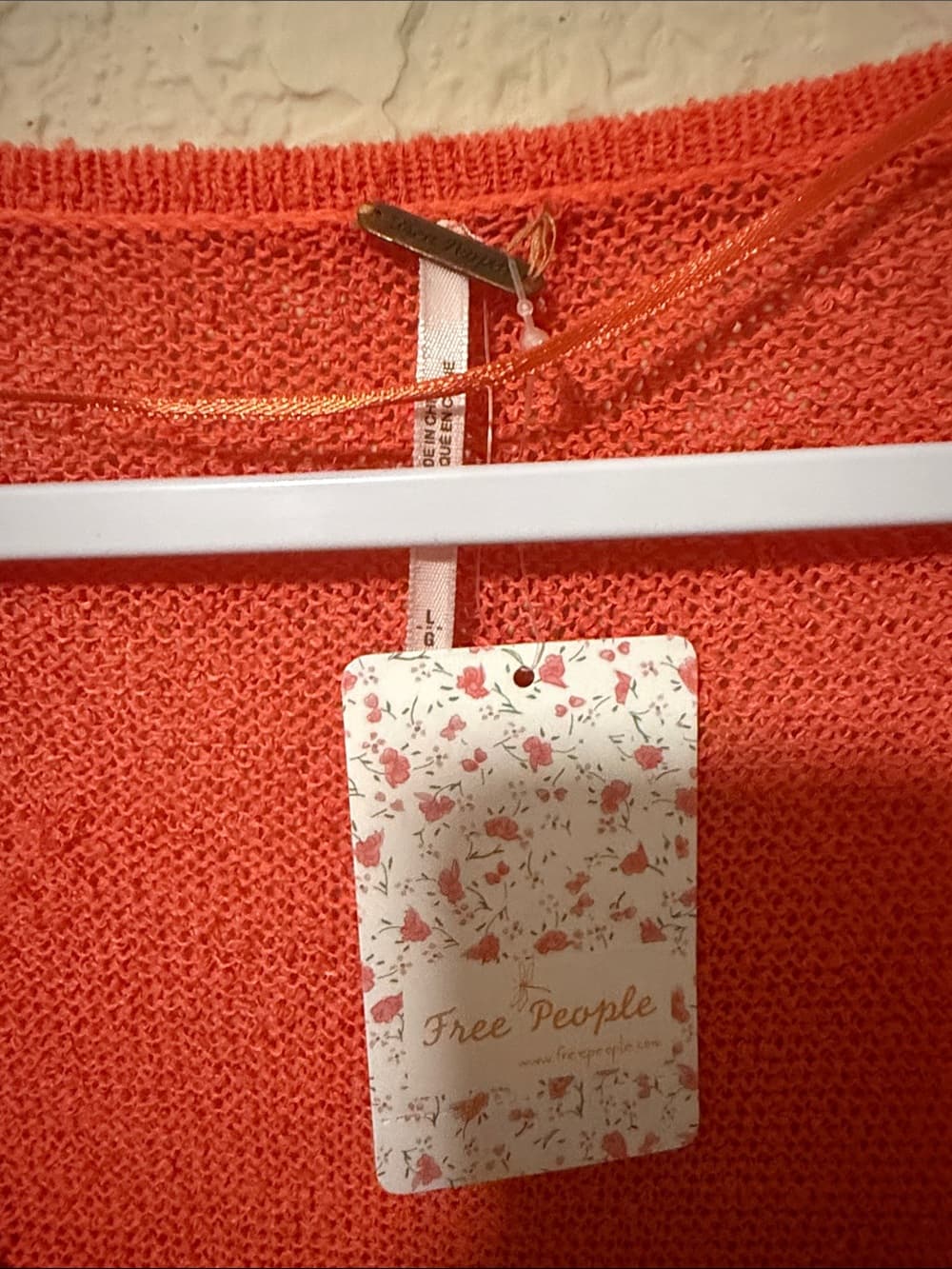 Free People Lightweight V-Neck Knit Sweater - Coral Red