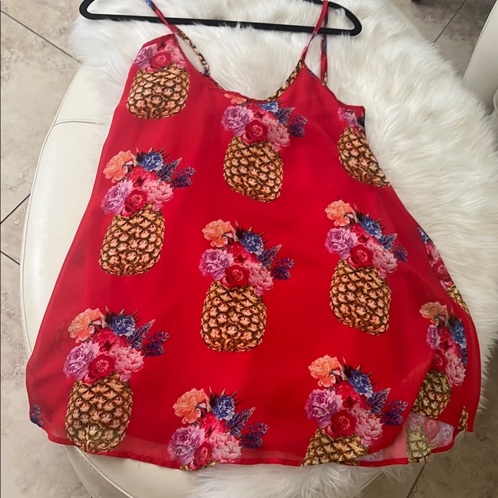 Show Me Your MuMu Red Floral Pineapple tunic xs