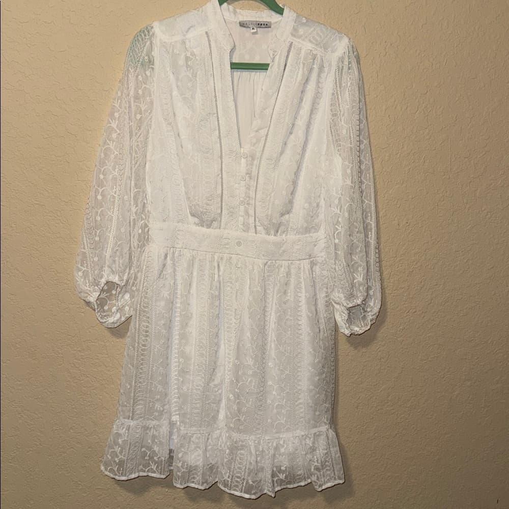 Baltic Born White Embroidered Midi Dress