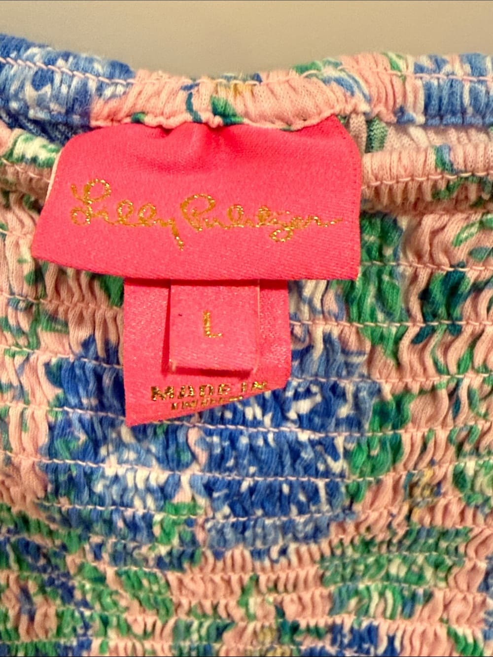 Lilly Pulitzer Pink Blue Green Smocked Dress