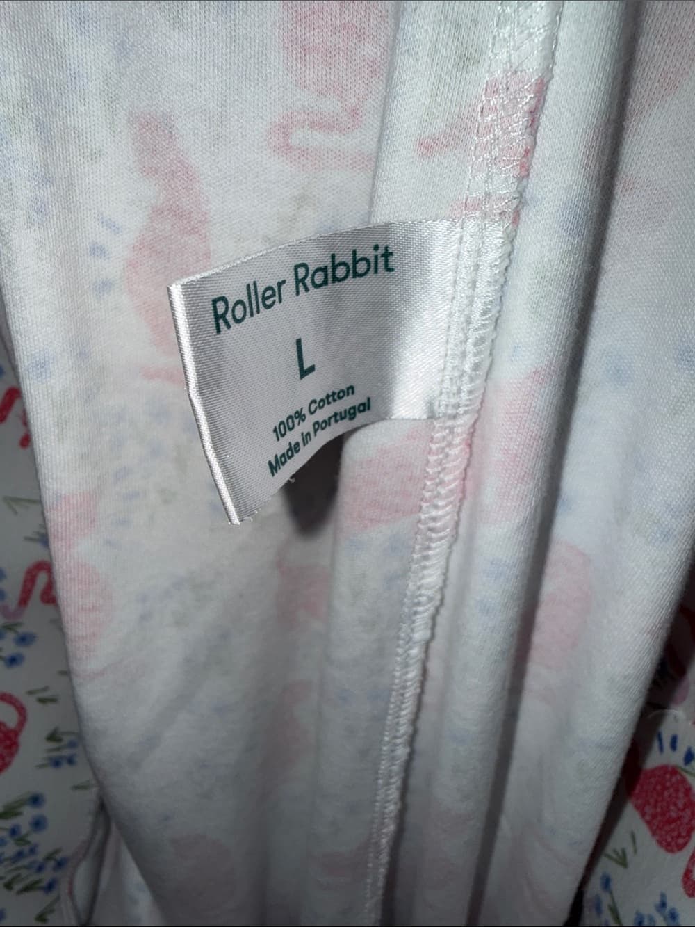 Roller Rabbit Women's Pajama Top in White with Pink & Blue Prints