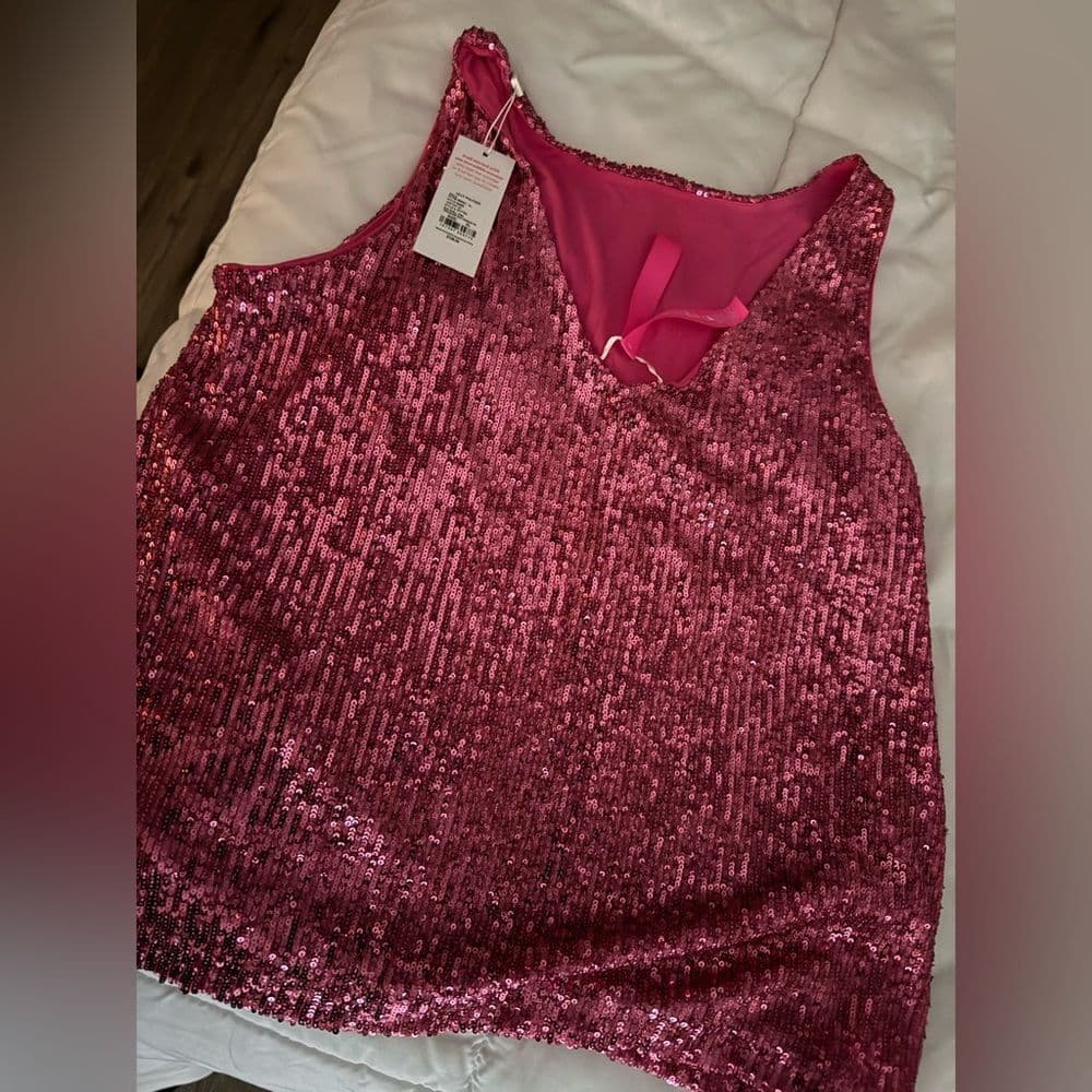 Lilly Pulitzer Jaret Sequin reversible stretch tank Pink Sequin Sleeveless XL