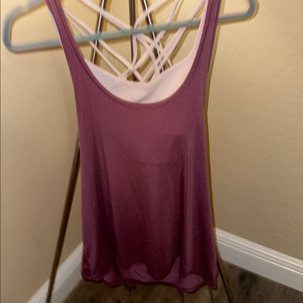 Lululemon Stylish Burgundy and Beige Strappy Yoga Top size 8