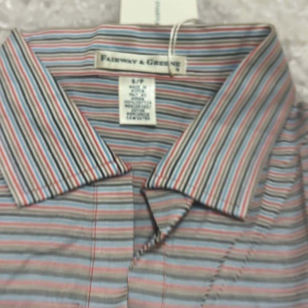 Fairway & Greene Red and Blue Striped Polo