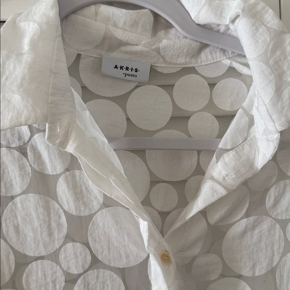 Akris White Circle Pattern Button-Down Shirt