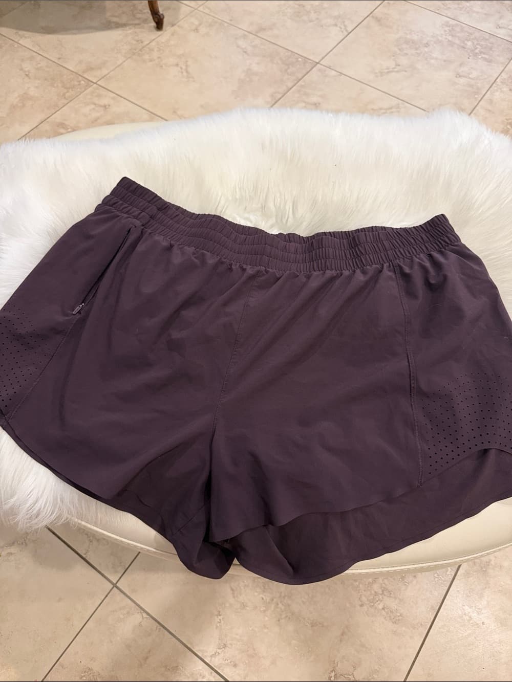 Athleta Hustle Short 3" Plum Ruffle-Waist Running Shorts plus size 1x
